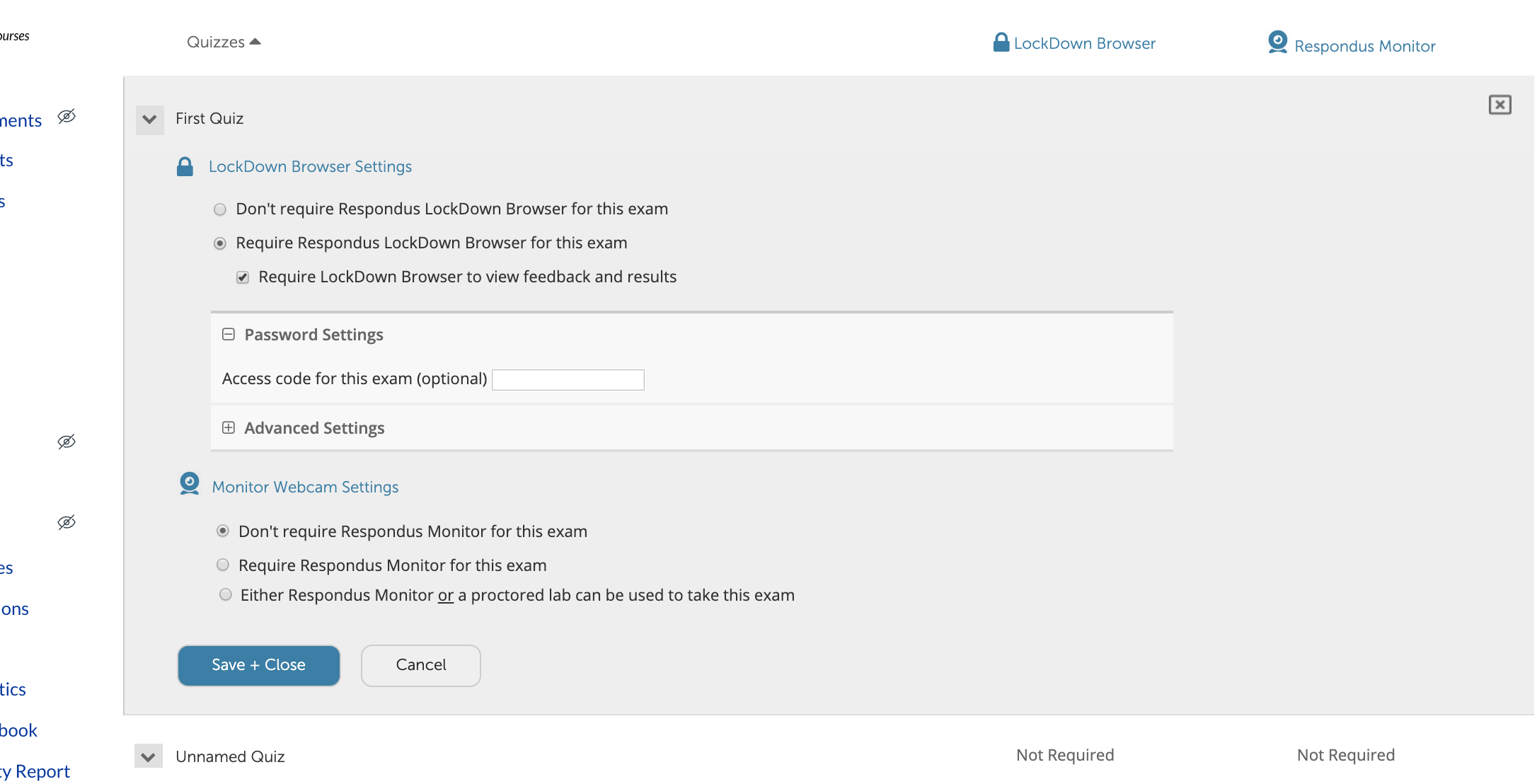 How to require lockdown browser for canvas quizzes and exams